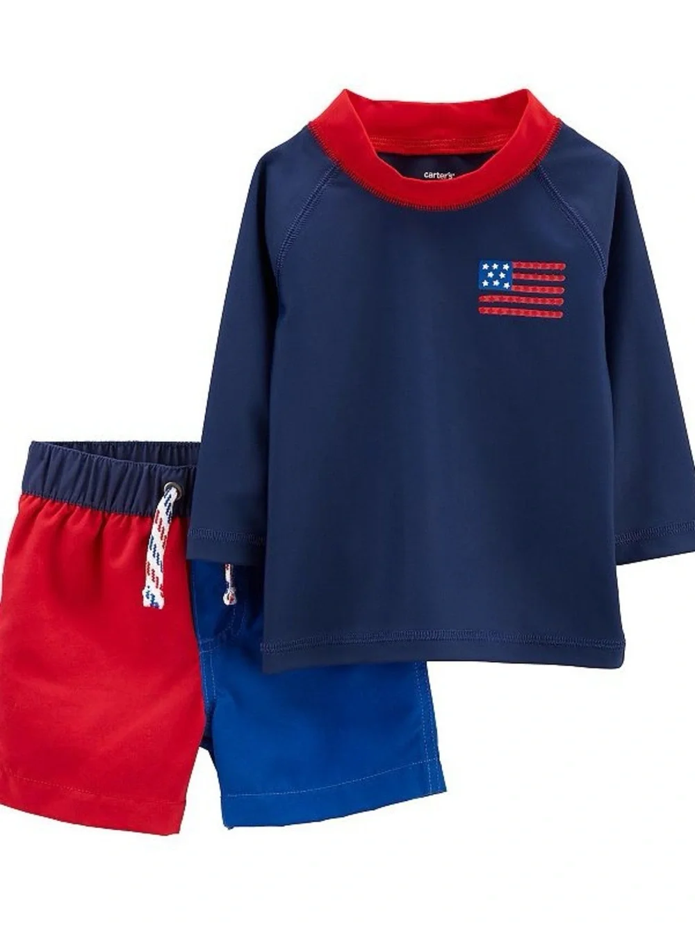 CARTER’S | Navy and Red Kids' Flag Rash Guard Swim Set